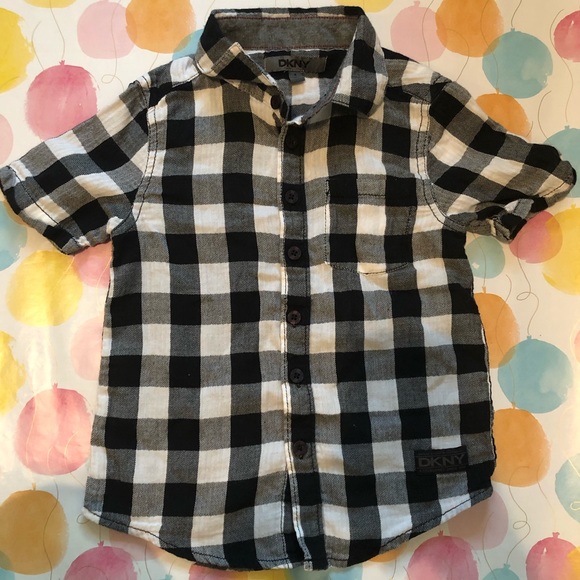 Kids size 4 DKNY plaid tshirt - Picture 1 of 4